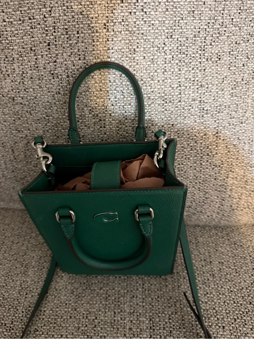 Coach Green Structured Leather Crossbody Tote